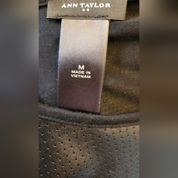 Ann Taylor Black Faux Leather Front Top - Picture 5 of 6